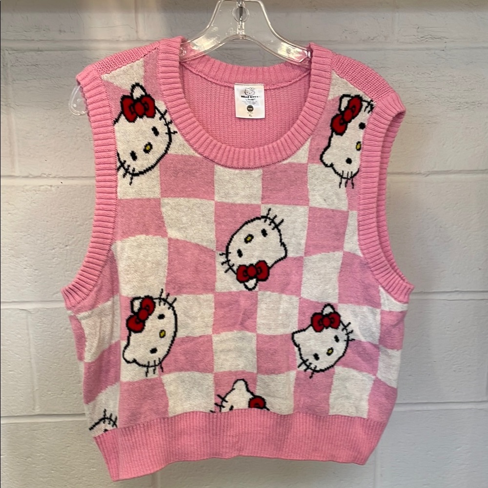 Pink Hello Kitty Checkered Sweater Vest